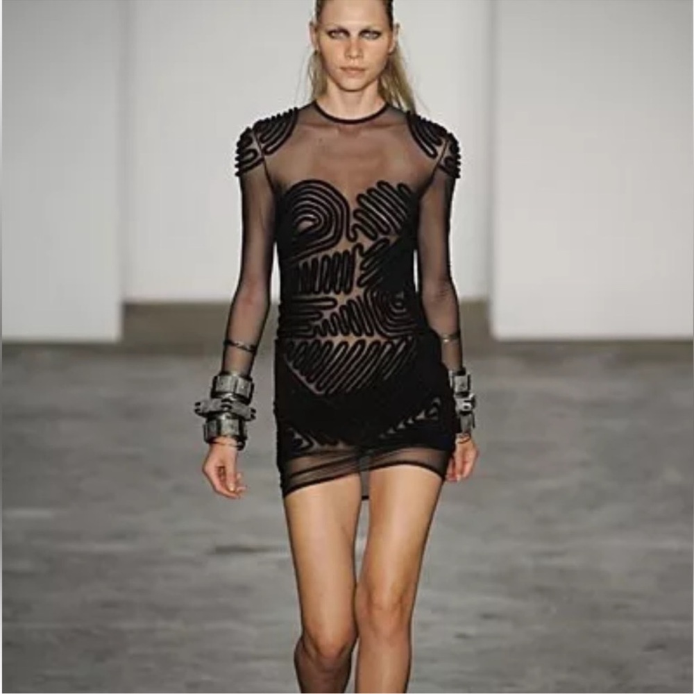 Alexander Wang Runway bodycon Black & Sheer‎ dress xs 2 limited ed 🖤Megan fox🖤